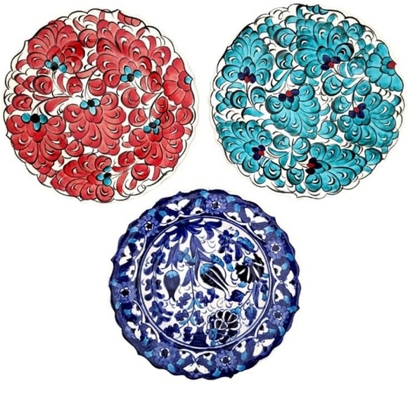Set of 3 Turkish Handmade Ceramic Decorative Plates - Picture 2 of 9